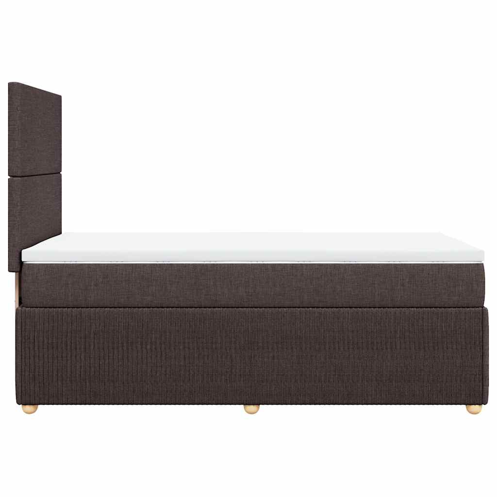 vidaXL Κρεβάτι Boxspring με Στρώμα Σκούρο Καφέ 90x200 εκ. Υφασμάτινο