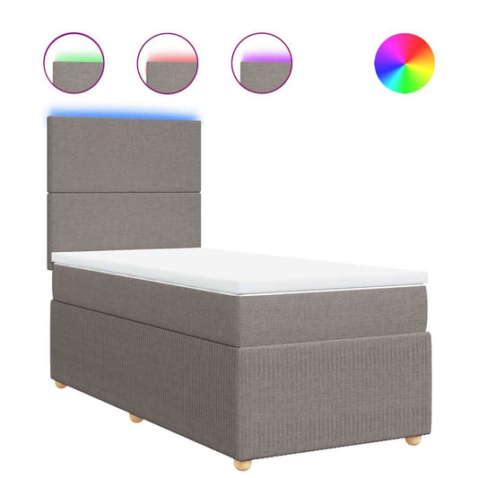 vidaXL Κρεβάτι Boxspring με Στρώμα Taupe 90x200 εκ. Υφασμάτινο