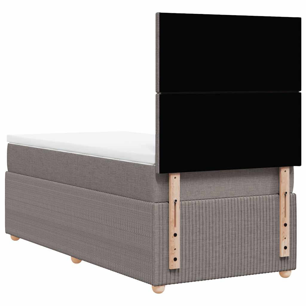 vidaXL Κρεβάτι Boxspring με Στρώμα Taupe 90x200 εκ. Υφασμάτινο