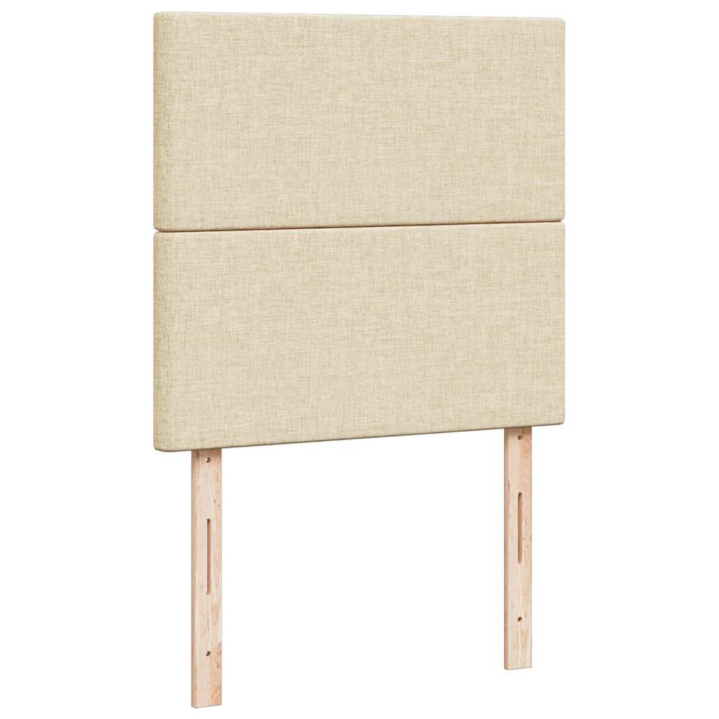 vidaXL Κρεβάτι Boxspring με Στρώμα Κρεμ 90x200 εκ.Υφασμάτινο