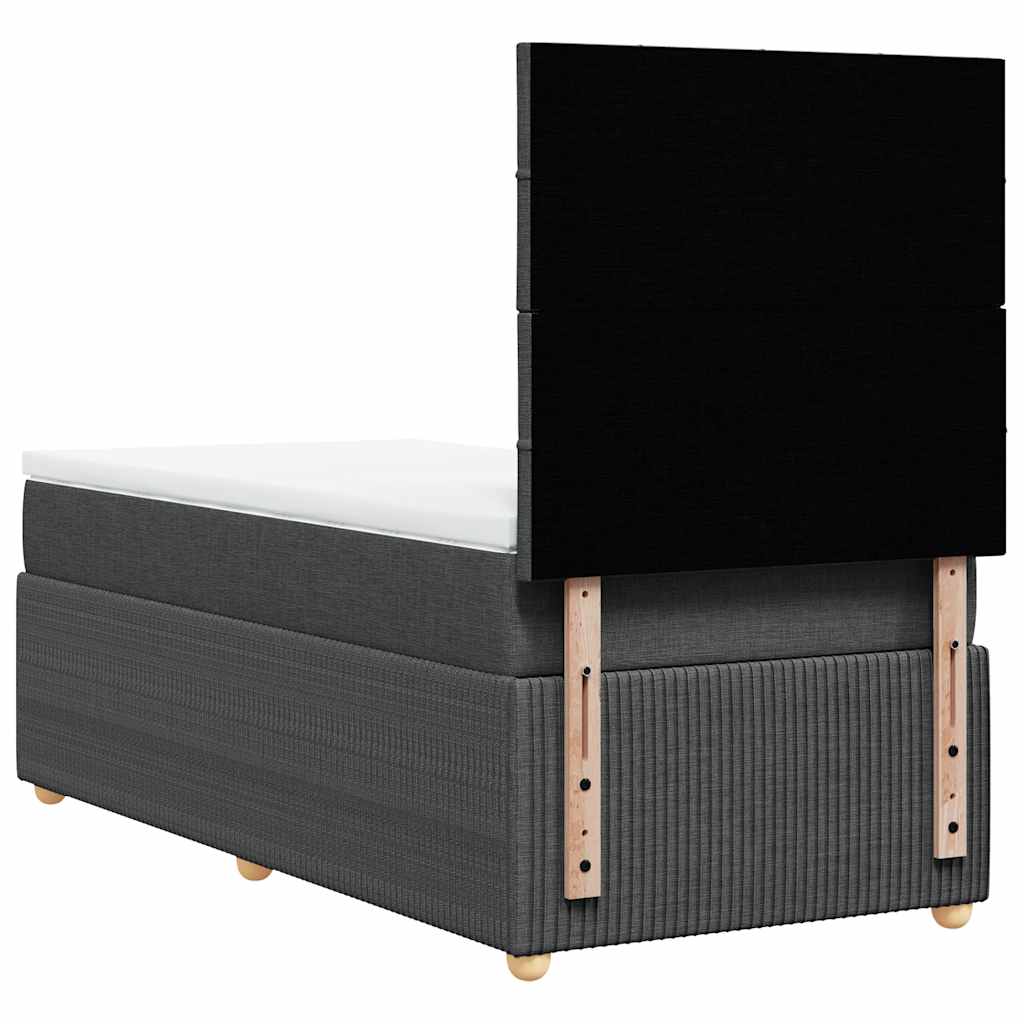 vidaXL Κρεβάτι Boxspring με Στρώμα Σκούρο Γκρι 90x200 εκ. Υφασμάτινο