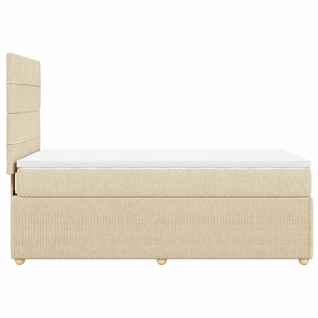 vidaXL Κρεβάτι Boxspring με Στρώμα Κρεμ 90x200 εκ.Υφασμάτινο