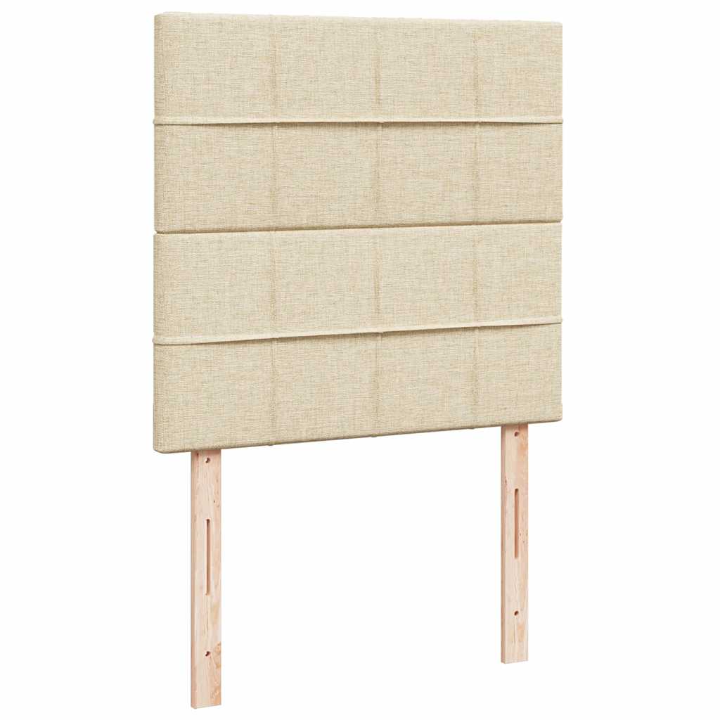 vidaXL Κρεβάτι Boxspring με Στρώμα Κρεμ 90x200 εκ.Υφασμάτινο