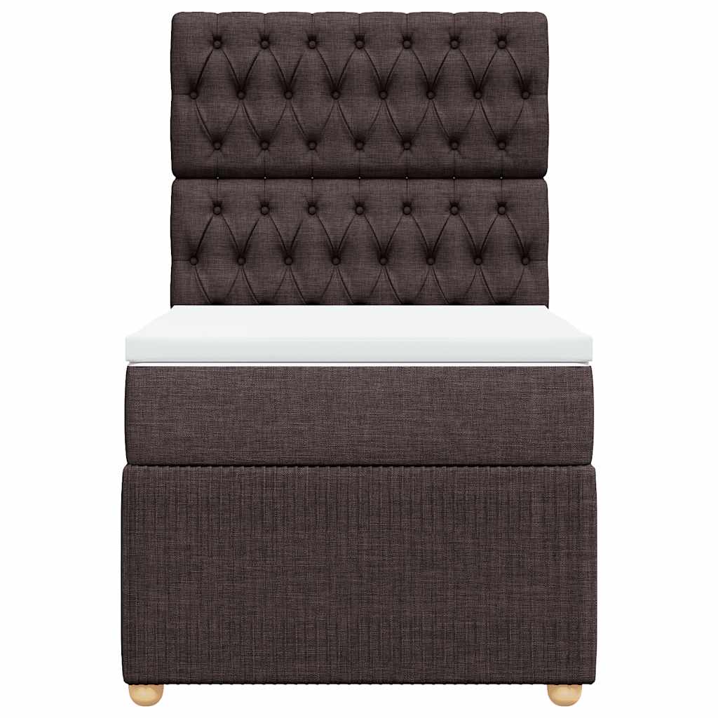 vidaXL Κρεβάτι Boxspring με Στρώμα Σκούρο Καφέ 90x200 εκ. Υφασμάτινο