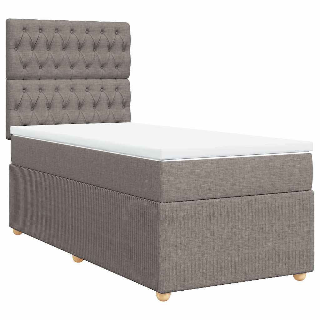 vidaXL Κρεβάτι Boxspring με Στρώμα Taupe 90x200 εκ. Υφασμάτινο