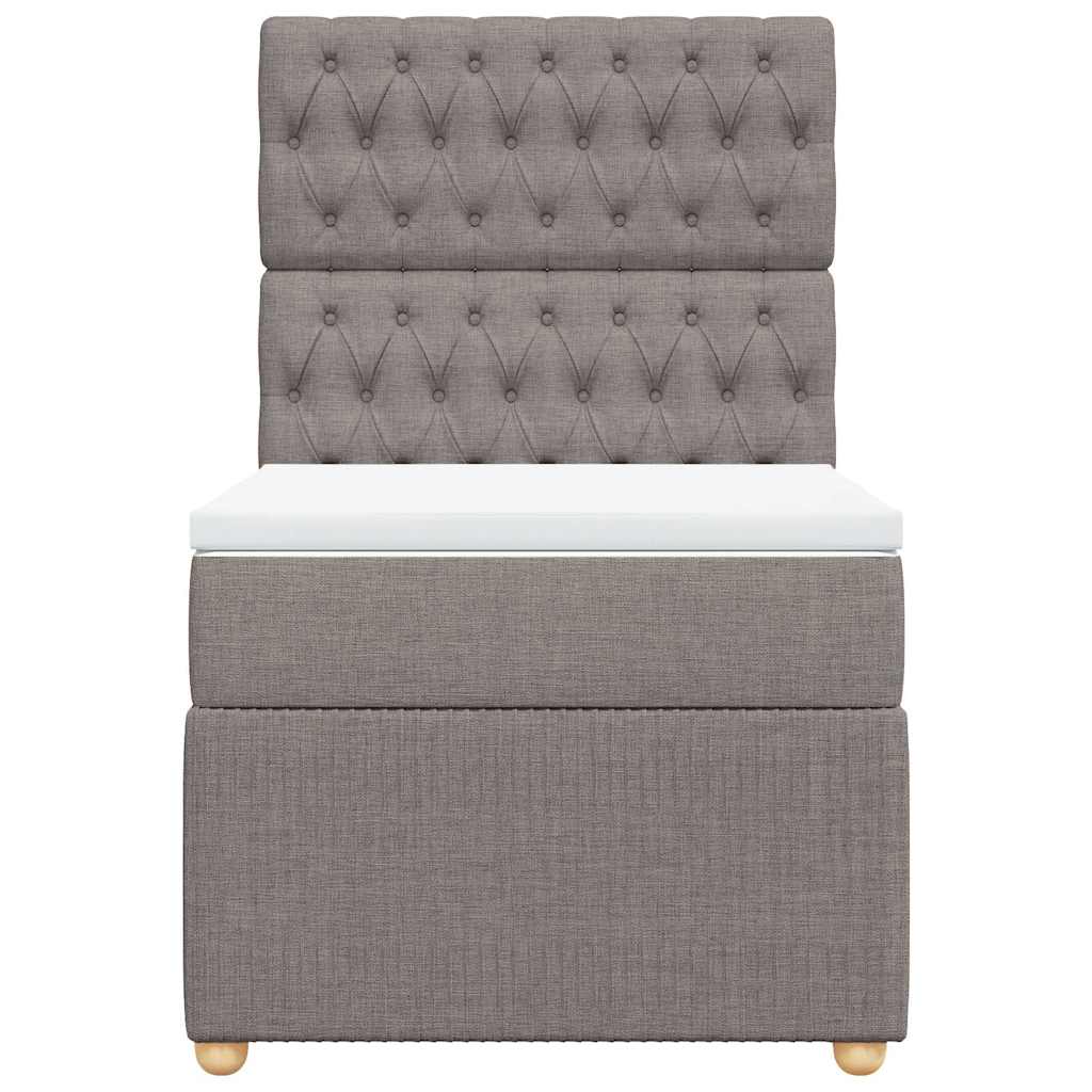 vidaXL Κρεβάτι Boxspring με Στρώμα Taupe 90x200 εκ. Υφασμάτινο