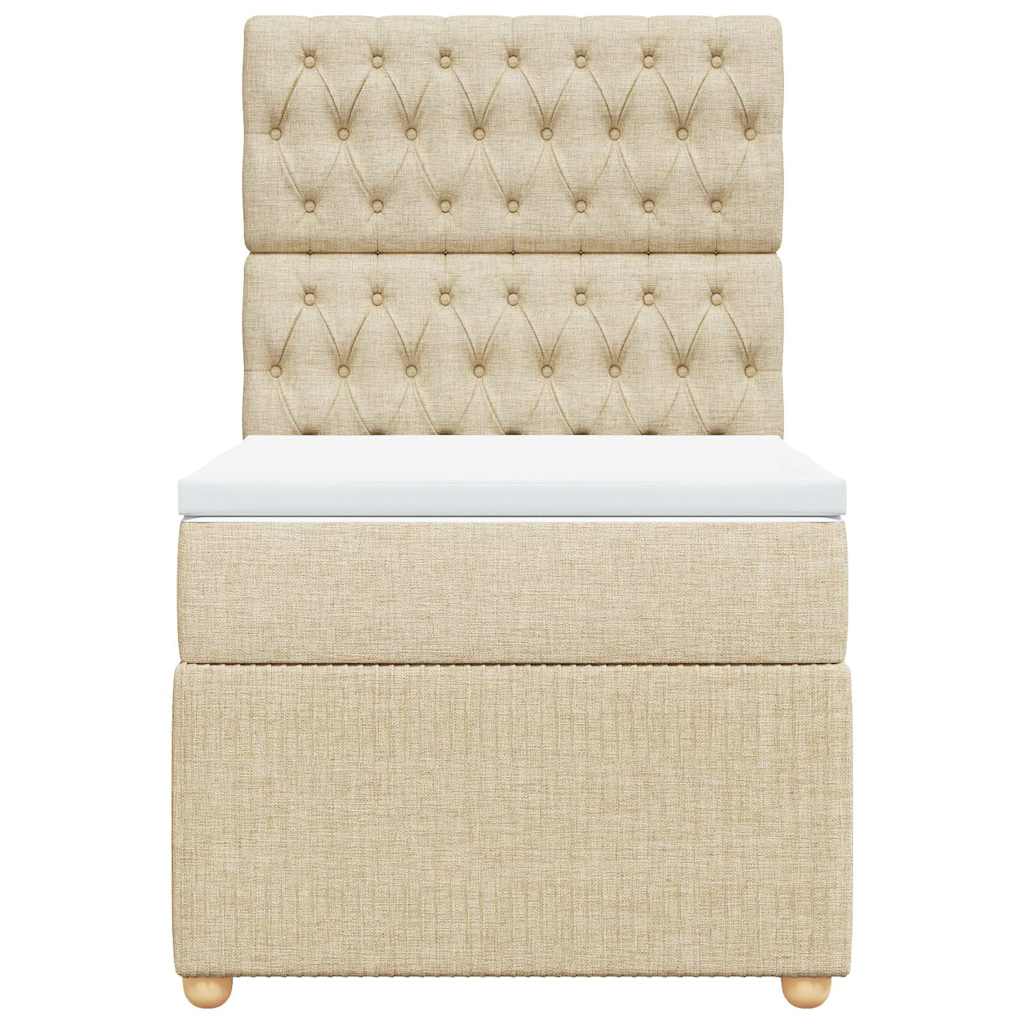 vidaXL Κρεβάτι Boxspring με Στρώμα Κρεμ 90x200 εκ.Υφασμάτινο