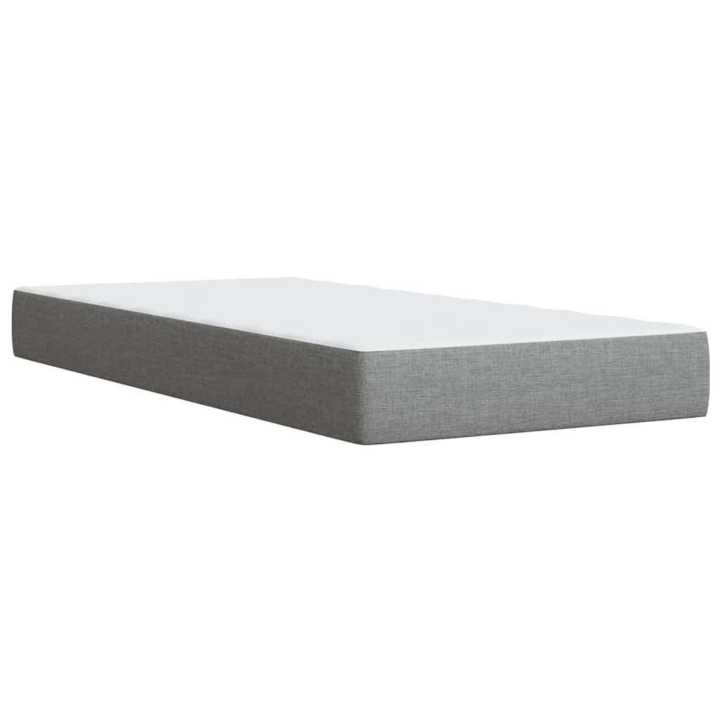 vidaXL Κρεβάτι Boxspring με Στρώμα Ανοιχτό Γκρι 90x200 εκ. Υφασμάτινο