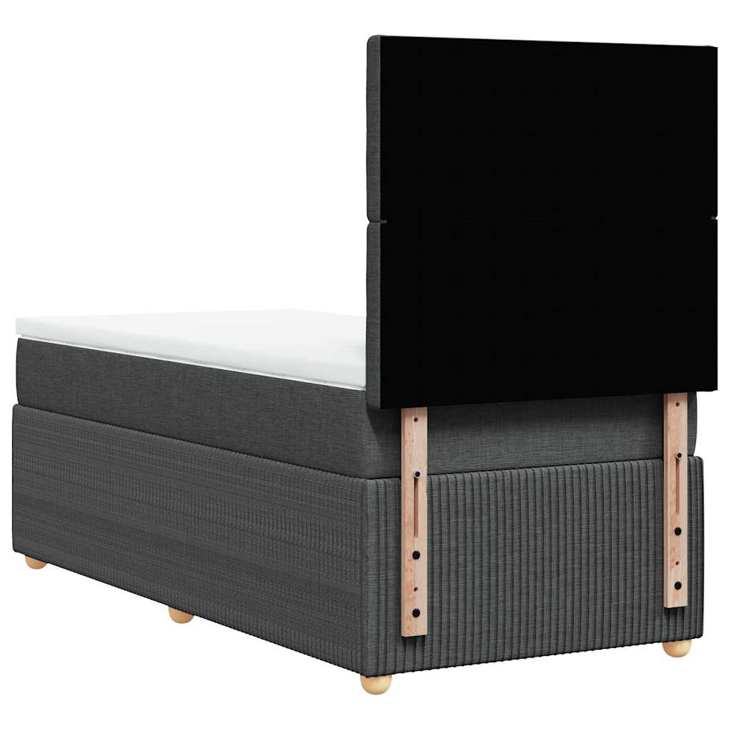 vidaXL Κρεβάτι Boxspring με Στρώμα Σκούρο Γκρι 90x200 εκ. Υφασμάτινο