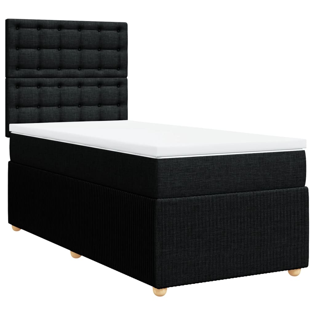vidaXL Κρεβάτι Boxspring με Στρώμα Μαύρο 90x200 εκ. Υφασμάτινο
