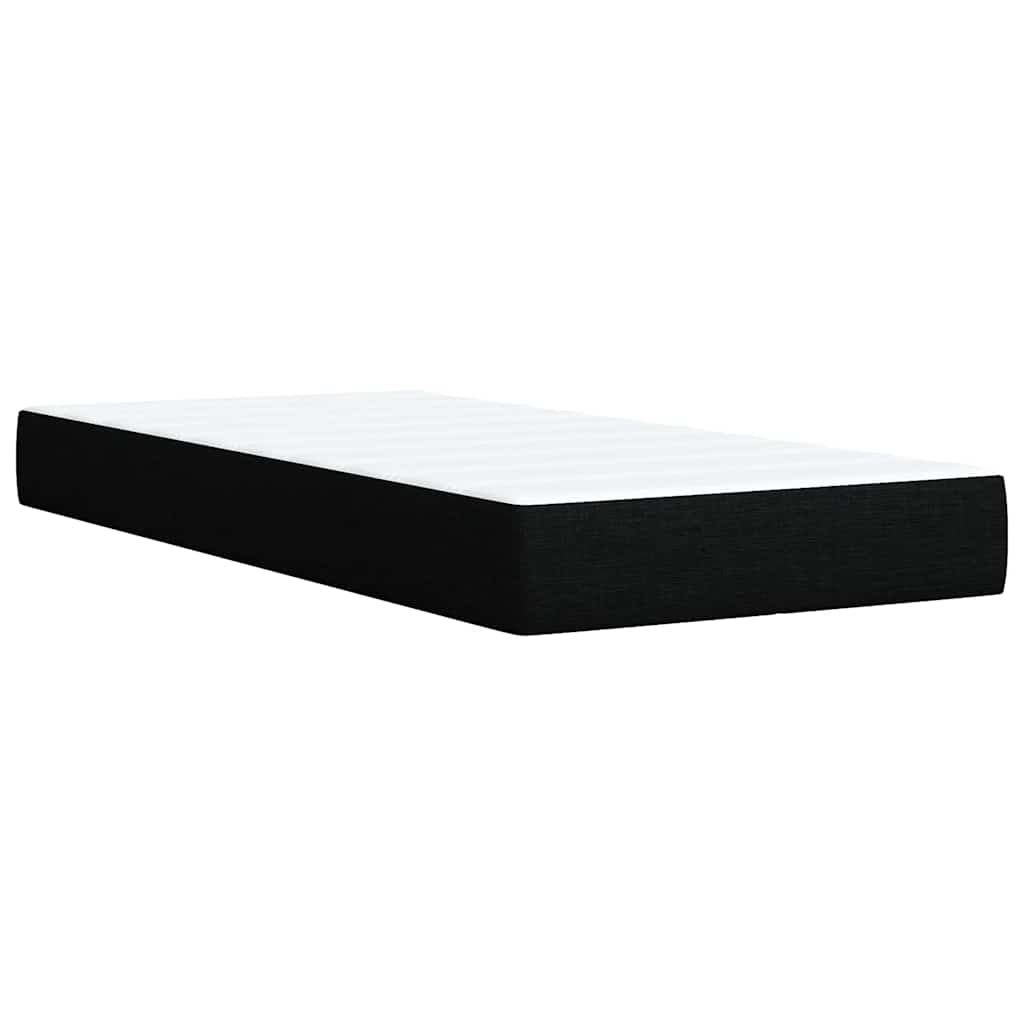 vidaXL Κρεβάτι Boxspring με Στρώμα Μαύρο 90x200 εκ. Υφασμάτινο