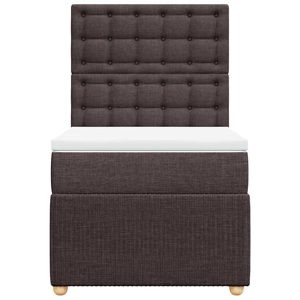 vidaXL Κρεβάτι Boxspring με Στρώμα Σκούρο Καφέ 90x200 εκ. Υφασμάτινο