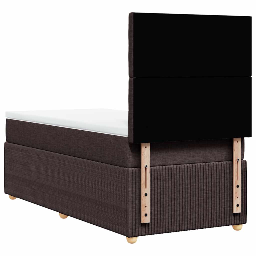 vidaXL Κρεβάτι Boxspring με Στρώμα Σκούρο Καφέ 90x200 εκ. Υφασμάτινο