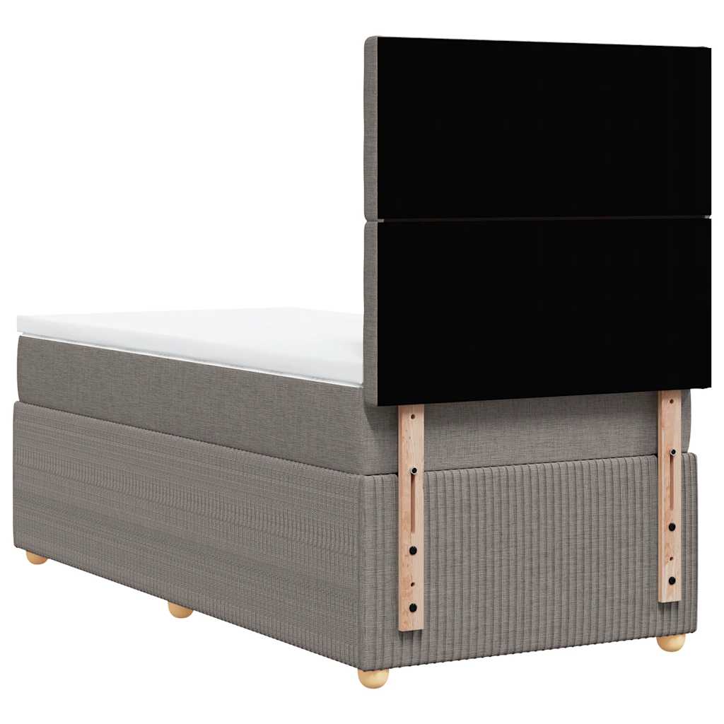vidaXL Κρεβάτι Boxspring με Στρώμα Taupe 90x200 εκ. Υφασμάτινο