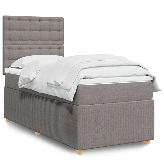 vidaXL Κρεβάτι Boxspring με Στρώμα Taupe 90x200 εκ. Υφασμάτινο