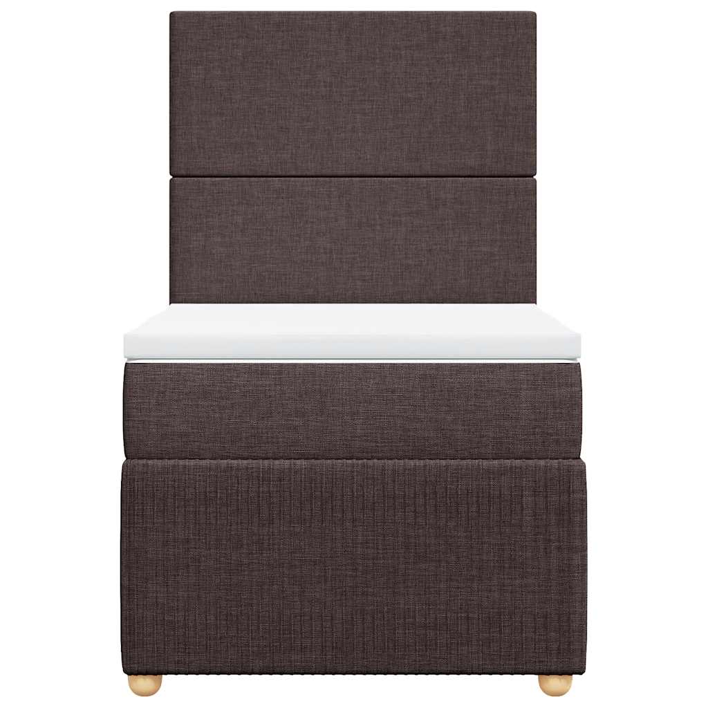 vidaXL Κρεβάτι Boxspring με Στρώμα Σκούρο Καφέ 100x200 εκ. Υφασμάτινο