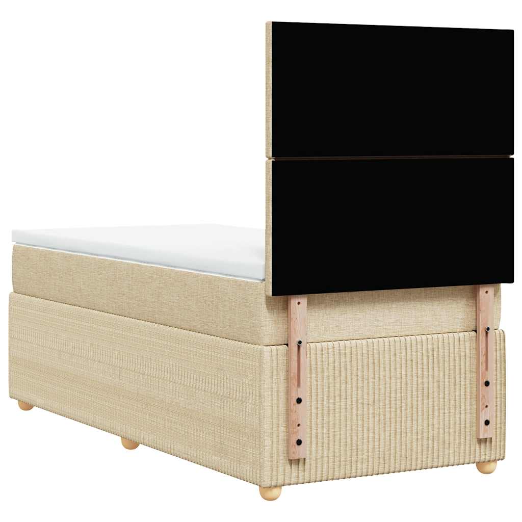 vidaXL Κρεβάτι Boxspring με Στρώμα Κρεμ 100 x 200 εκ. Υφασμάτινο