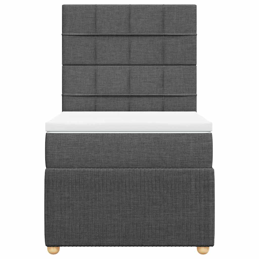 vidaXL Κρεβάτι Boxspring με Στρώμα Σκούρο Γκρι 100x200 εκ. Υφασμάτινο