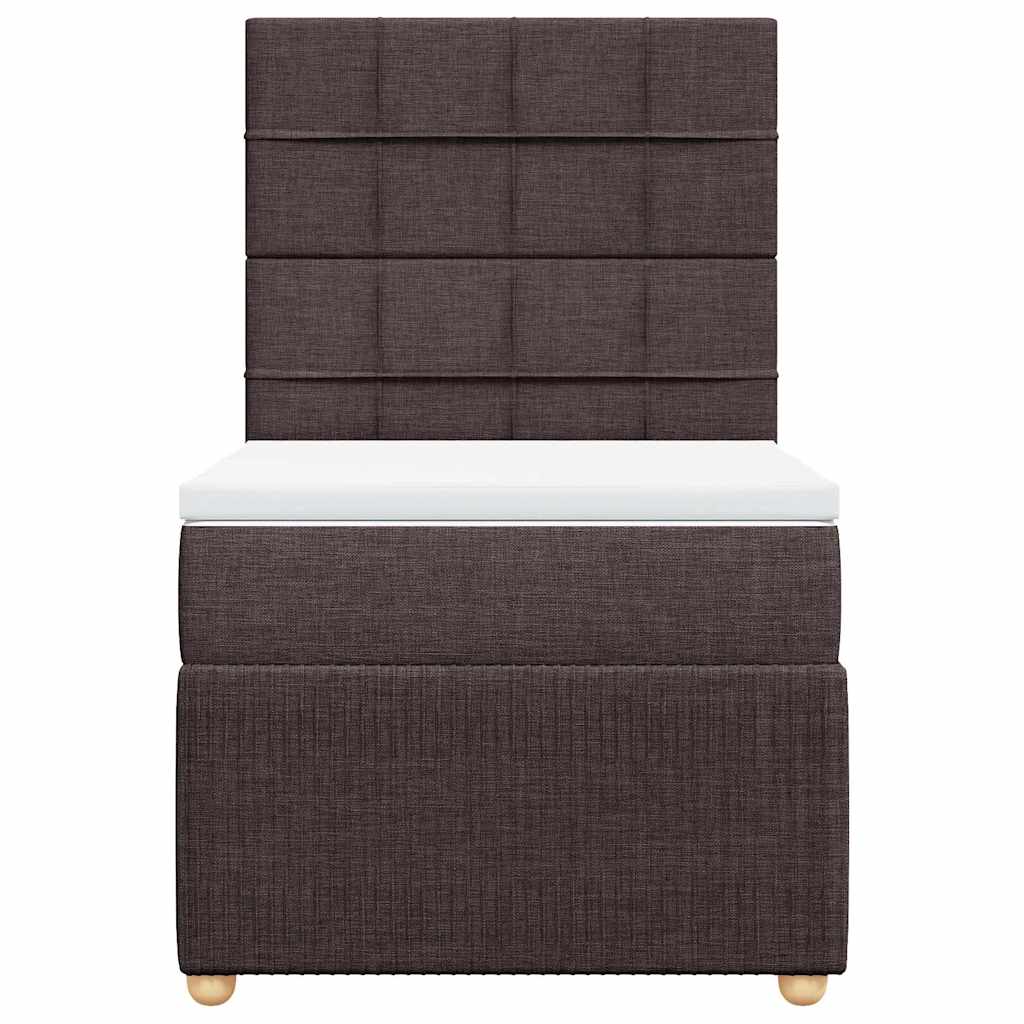 vidaXL Κρεβάτι Boxspring με Στρώμα Σκούρο Καφέ 100x200 εκ. Υφασμάτινο