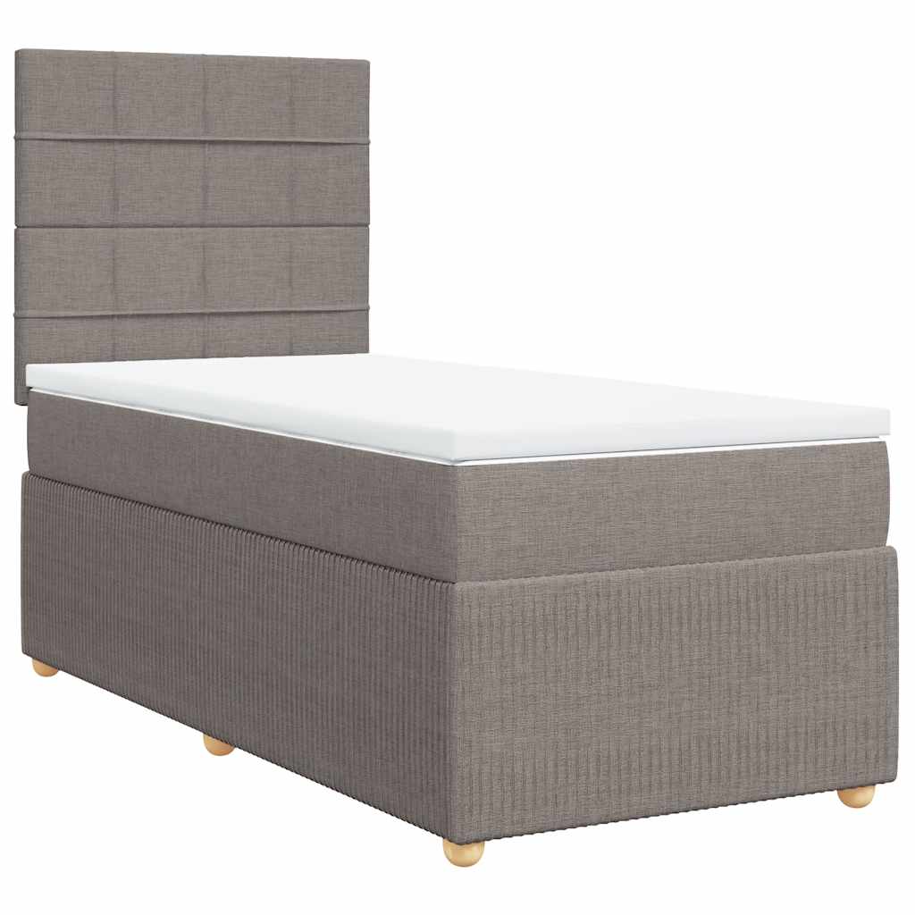 vidaXL Κρεβάτι Boxspring με Στρώμα Taupe 100 x 200 εκ. Υφασμάτινο