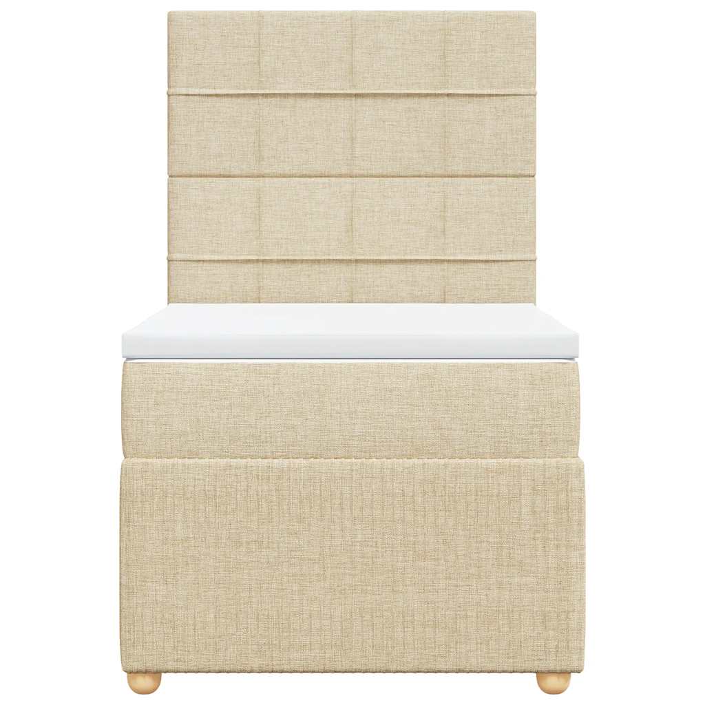 vidaXL Κρεβάτι Boxspring με Στρώμα Κρεμ 100 x 200 εκ. Υφασμάτινο