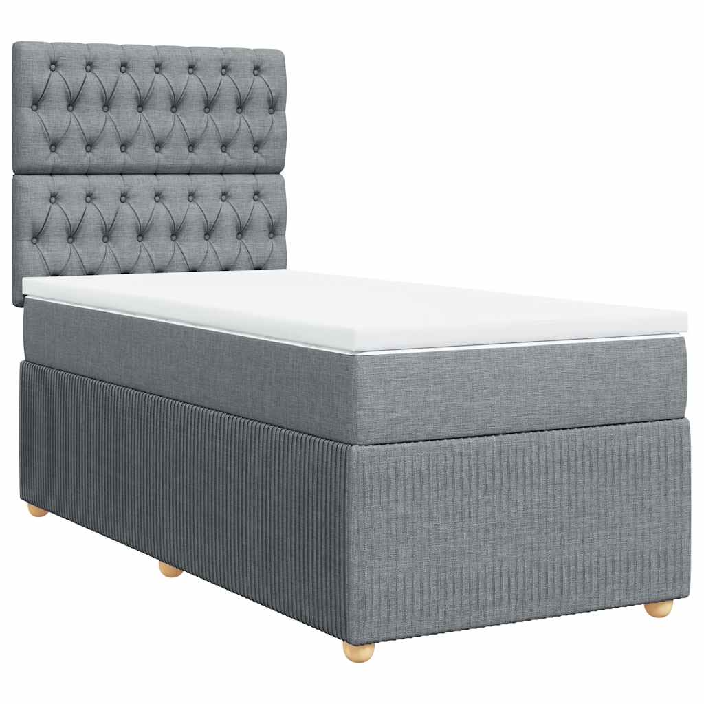 vidaXL Κρεβάτι Boxspring με Στρώμα Ανοιχτό Γκρι 100x200 εκ. Υφασμάτινο