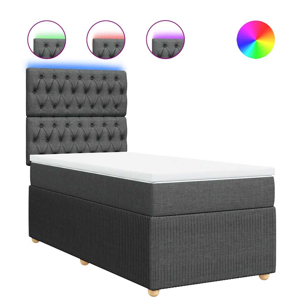 vidaXL Κρεβάτι Boxspring με Στρώμα Σκούρο Γκρι 100x200 εκ. Υφασμάτινο