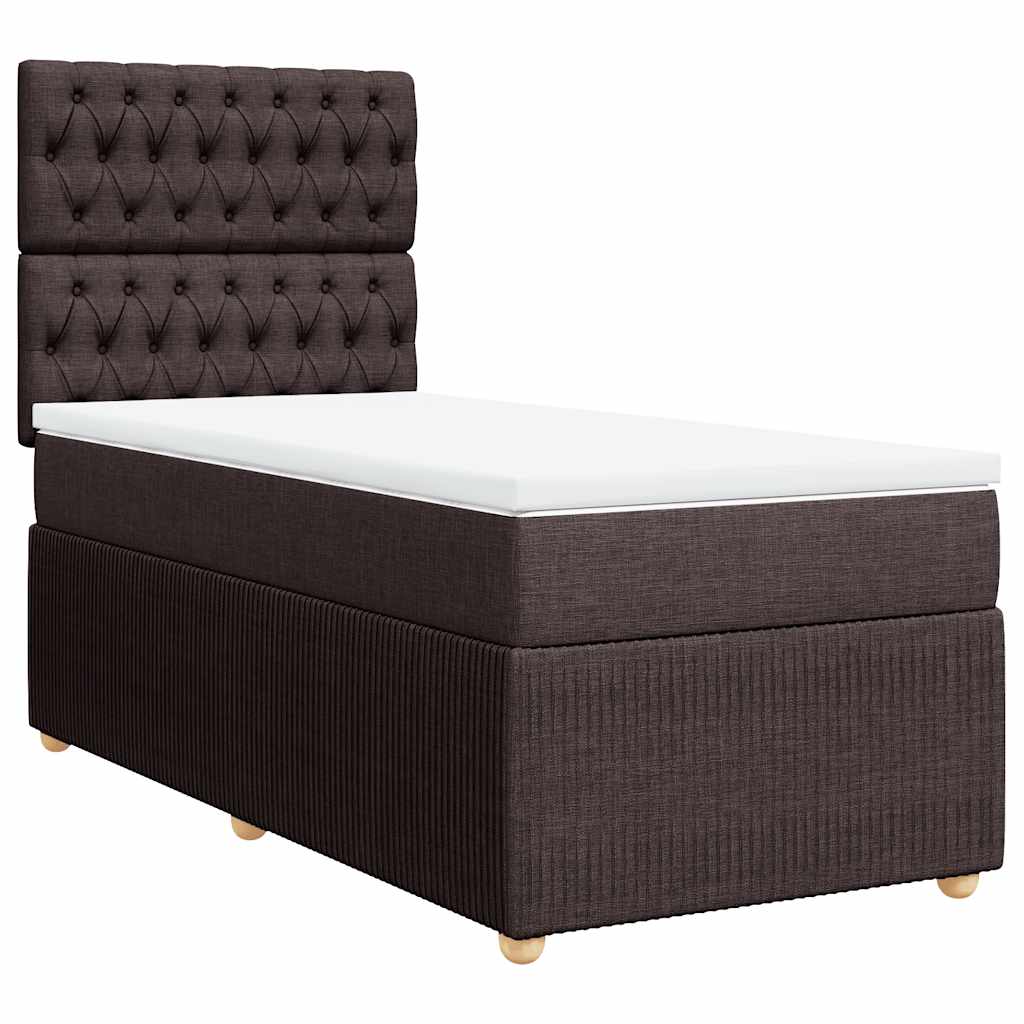 vidaXL Κρεβάτι Boxspring με Στρώμα Σκούρο Καφέ 100x200 εκ. Υφασμάτινο