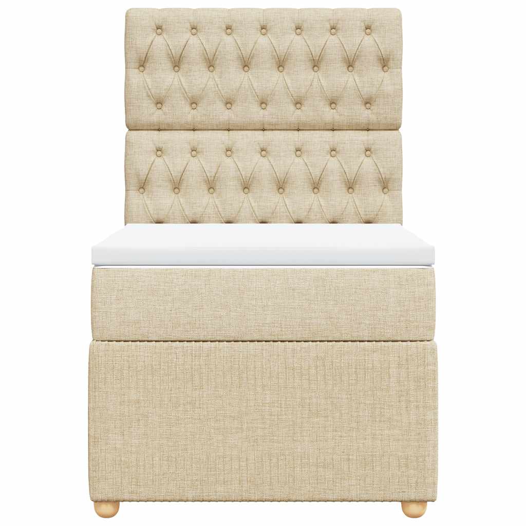 vidaXL Κρεβάτι Boxspring με Στρώμα Κρεμ 100 x 200 εκ. Υφασμάτινο