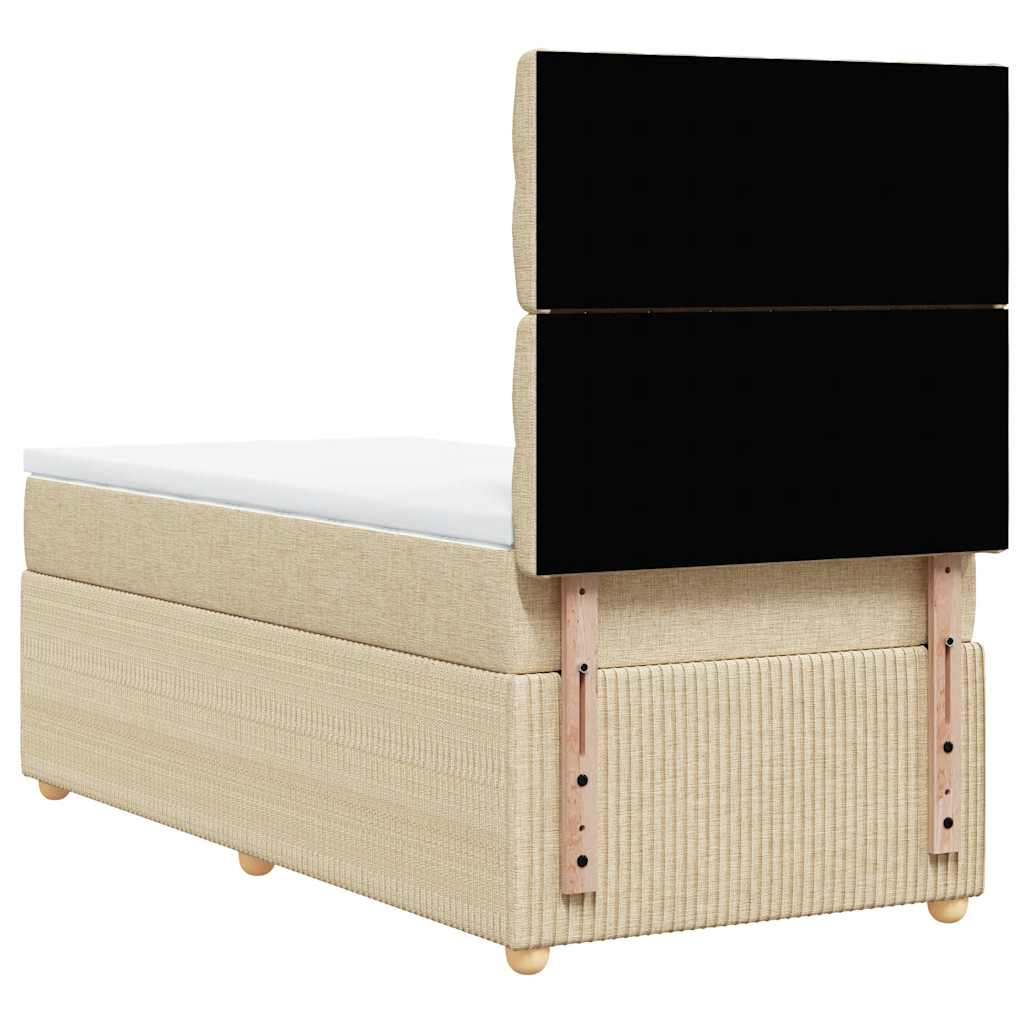 vidaXL Κρεβάτι Boxspring με Στρώμα Κρεμ 100 x 200 εκ. Υφασμάτινο