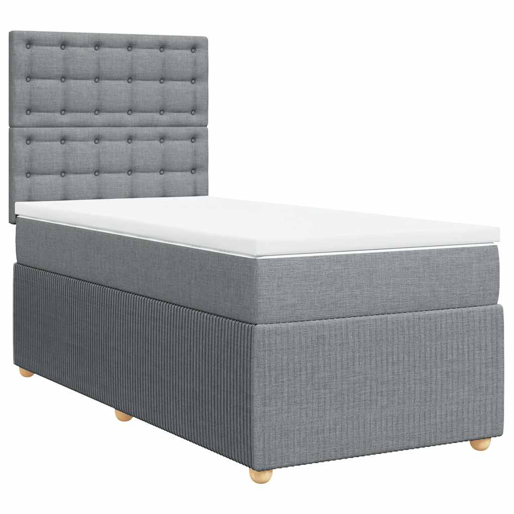 vidaXL Κρεβάτι Boxspring με Στρώμα Ανοιχτό Γκρι 100x200 εκ. Υφασμάτινο