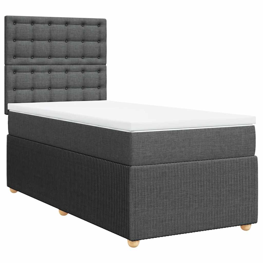vidaXL Κρεβάτι Boxspring με Στρώμα Σκούρο Γκρι 100x200 εκ. Υφασμάτινο
