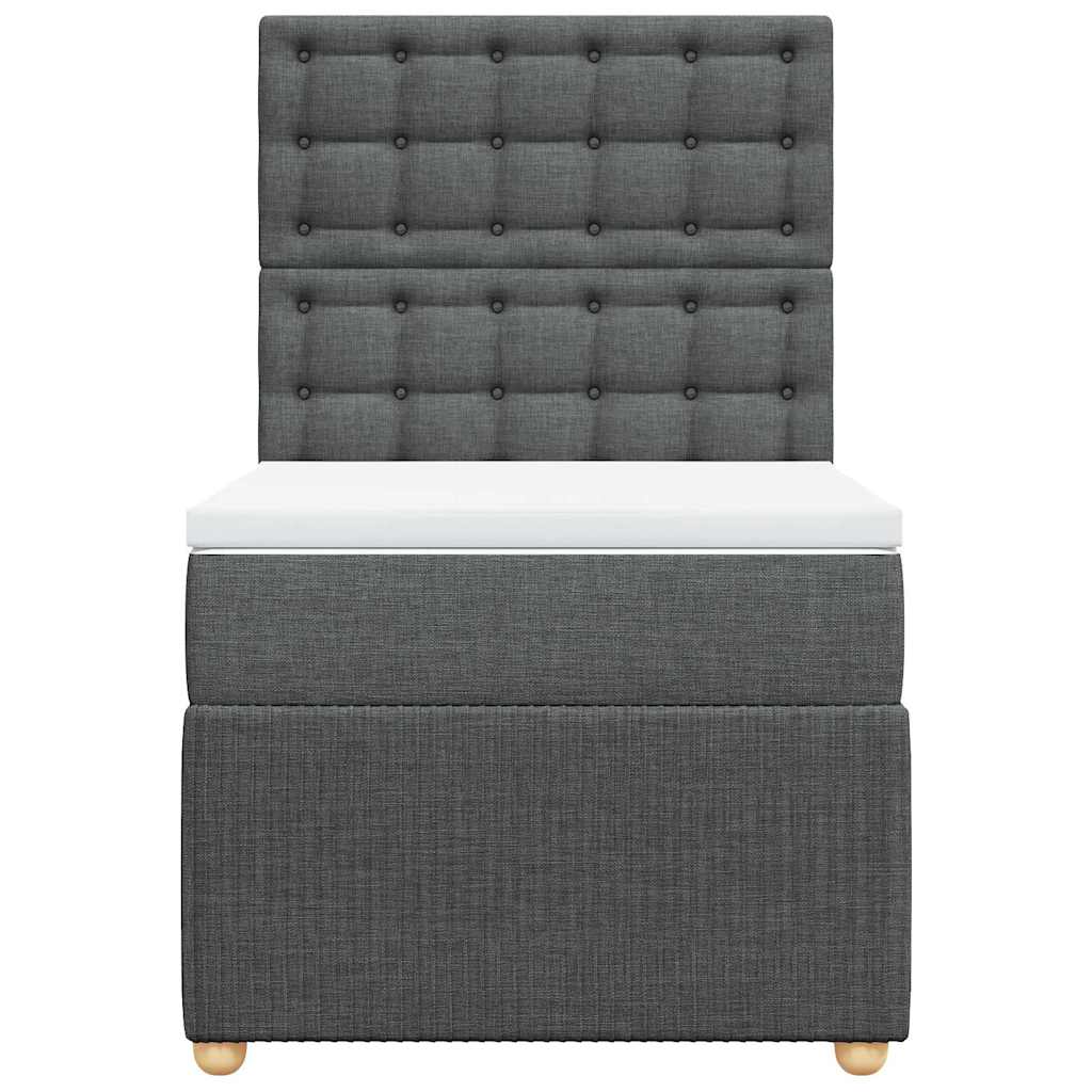 vidaXL Κρεβάτι Boxspring με Στρώμα Σκούρο Γκρι 100x200 εκ. Υφασμάτινο