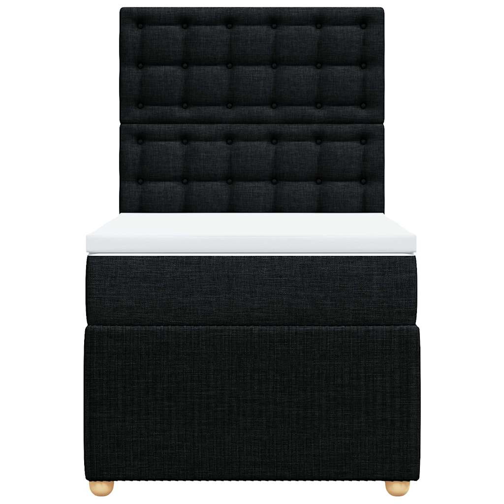 vidaXL Κρεβάτι Boxspring με Στρώμα Μαύρο 100 x 200 εκ. Υφασμάτινο