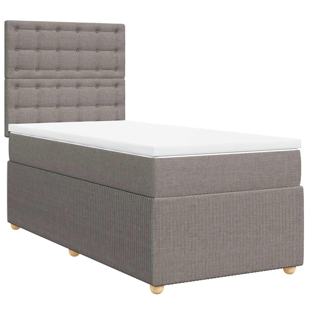 vidaXL Κρεβάτι Boxspring με Στρώμα Taupe 100 x 200 εκ. Υφασμάτινο