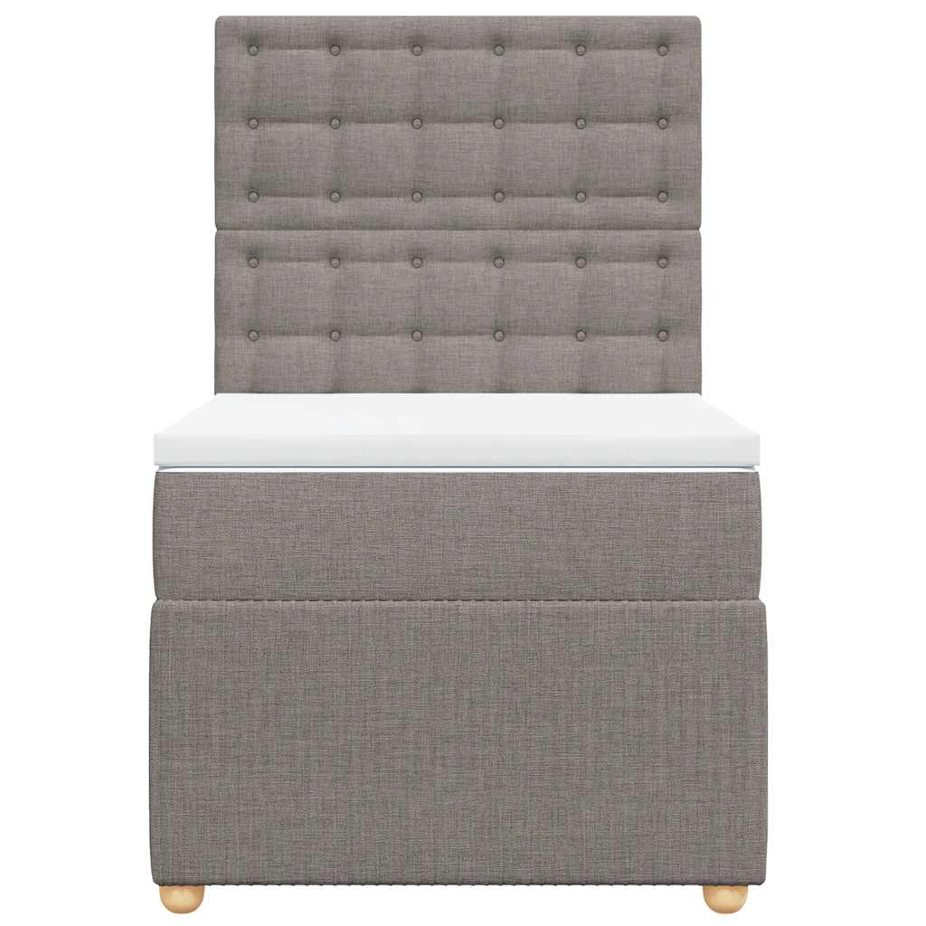 vidaXL Κρεβάτι Boxspring με Στρώμα Taupe 100 x 200 εκ. Υφασμάτινο