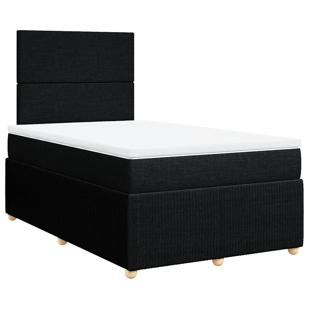 vidaXL Κρεβάτι Boxspring με Στρώμα Μαύρο 120x190 εκ. Υφασμάτινο