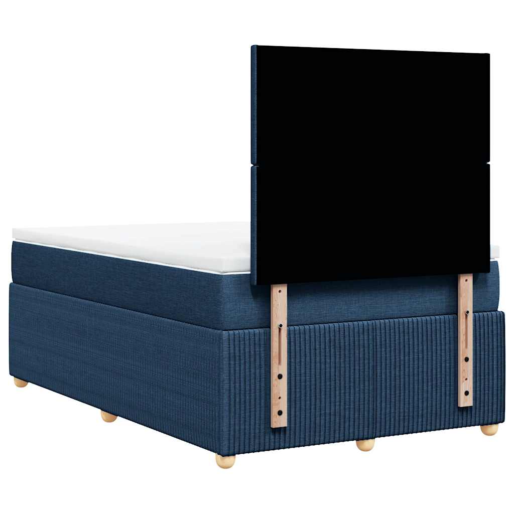 vidaXL Κρεβάτι Boxspring με Στρώμα Μπλε 120x190 εκ. Υφασμάτινο