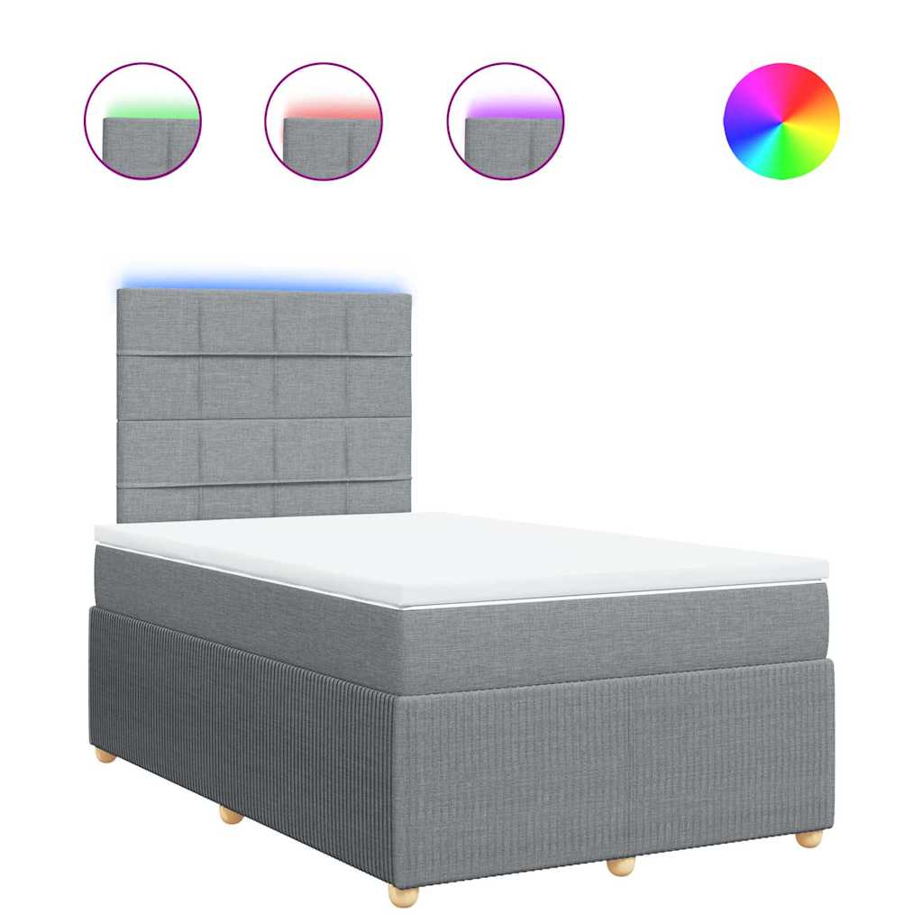 vidaXL Κρεβάτι Boxspring με Στρώμα Ανοιχτό Γκρι 120x190 εκ. Υφασμάτινο