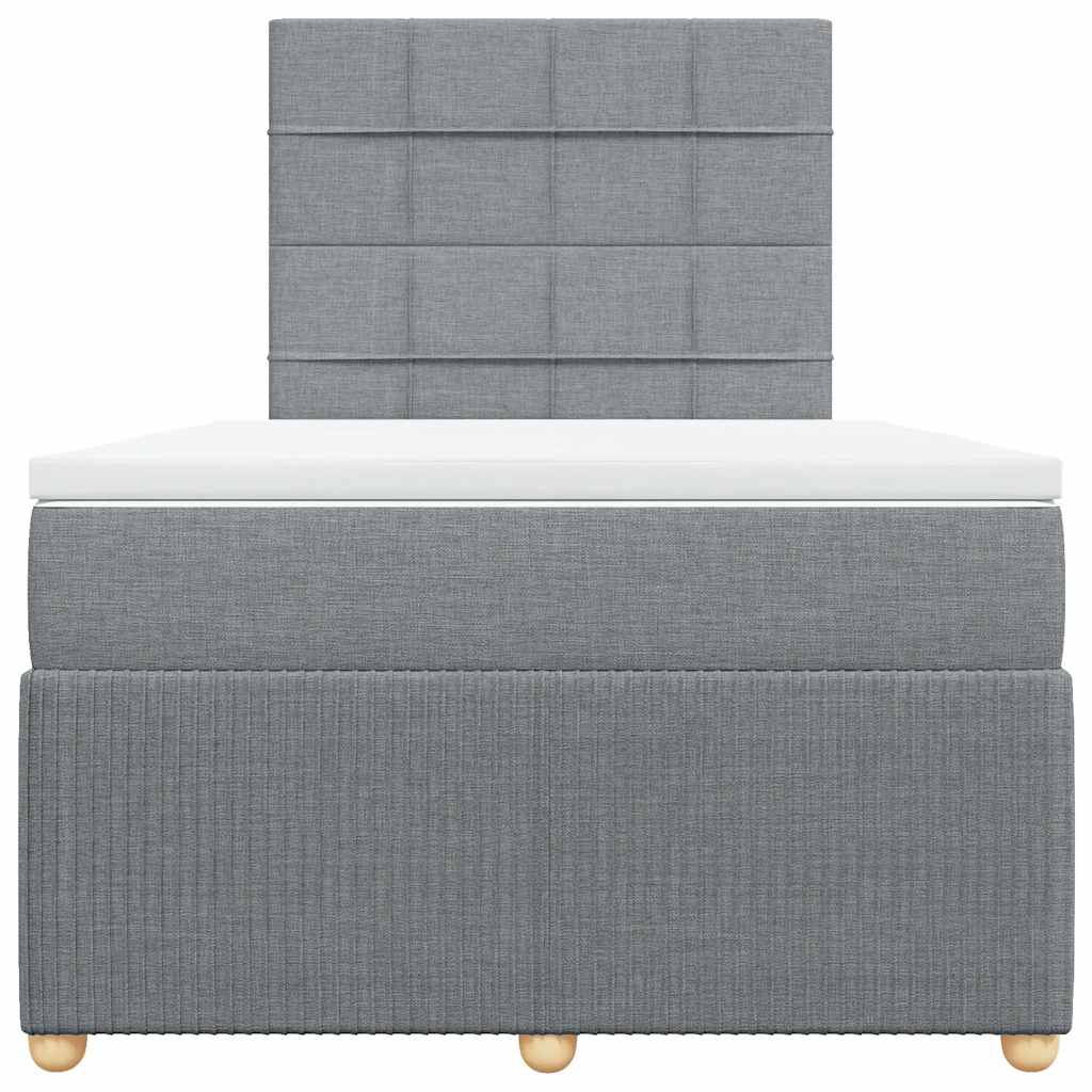 vidaXL Κρεβάτι Boxspring με Στρώμα Ανοιχτό Γκρι 120x190 εκ. Υφασμάτινο