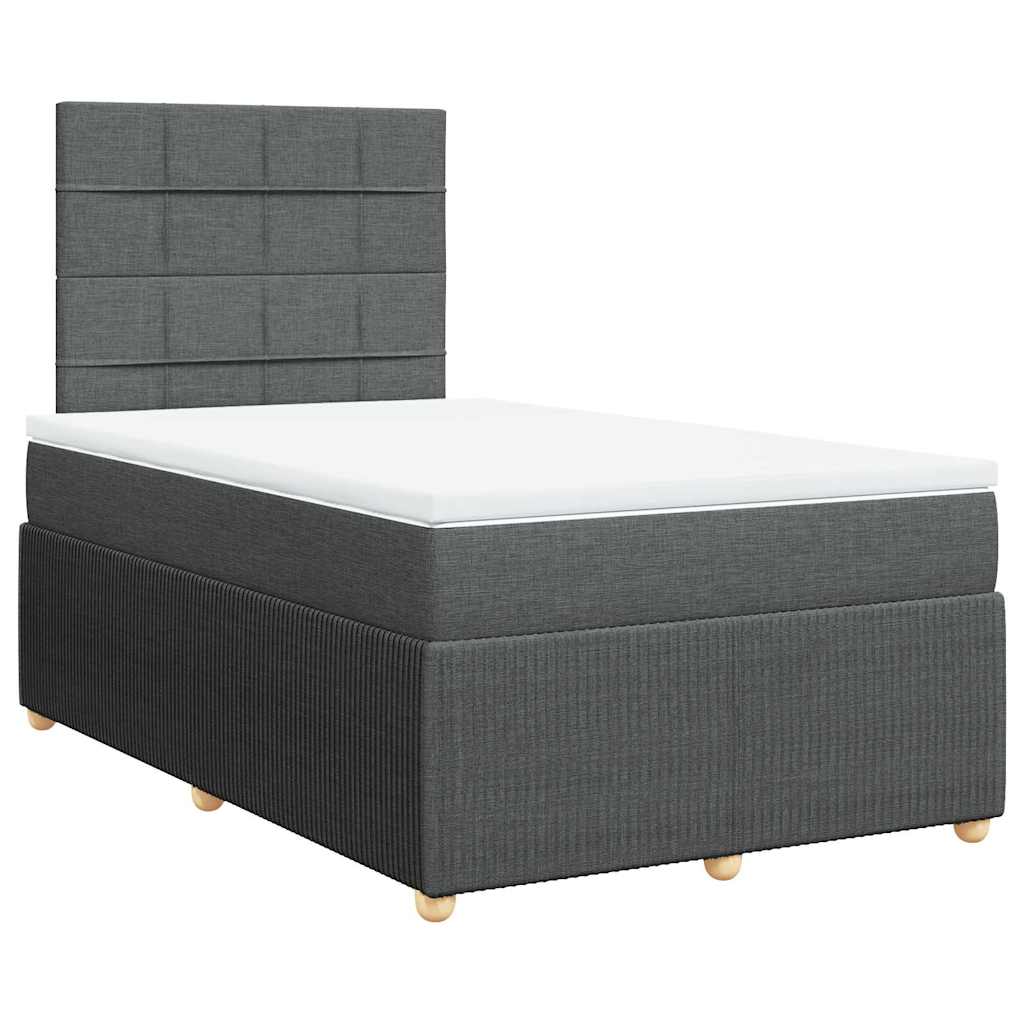 vidaXL Κρεβάτι Boxspring με Στρώμα Σκούρο Γκρι 120x190 εκ Υφασμάτινο