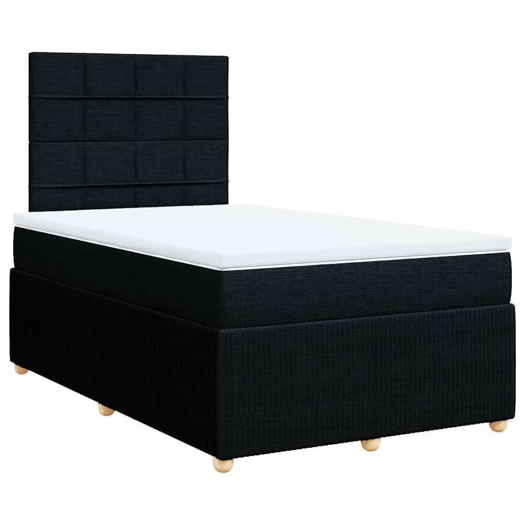 vidaXL Κρεβάτι Boxspring με Στρώμα Μαύρο 120x190 εκ. Υφασμάτινο