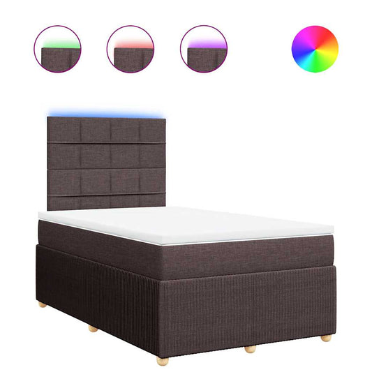 vidaXL Κρεβάτι Boxspring με Στρώμα Σκούρο Καφέ 120x190 εκ Υφασμάτινο
