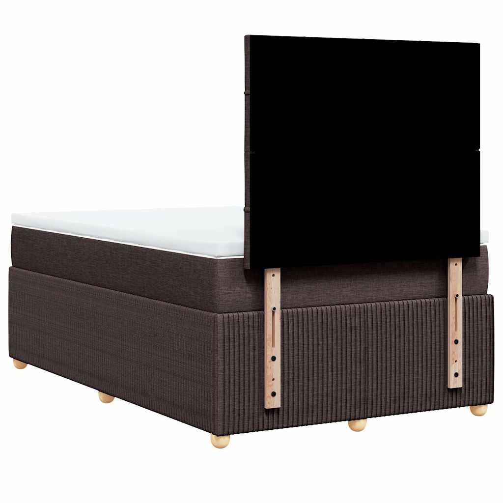 vidaXL Κρεβάτι Boxspring με Στρώμα Σκούρο Καφέ 120x190 εκ Υφασμάτινο