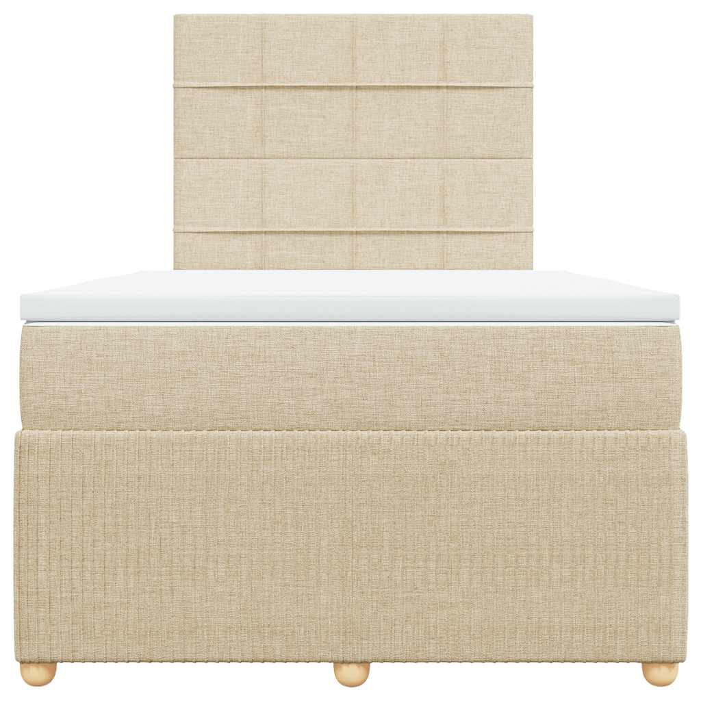 vidaXL Κρεβάτι Boxspring με Στρώμα Κρεμ 120x190 εκ. Υφασμάτινο