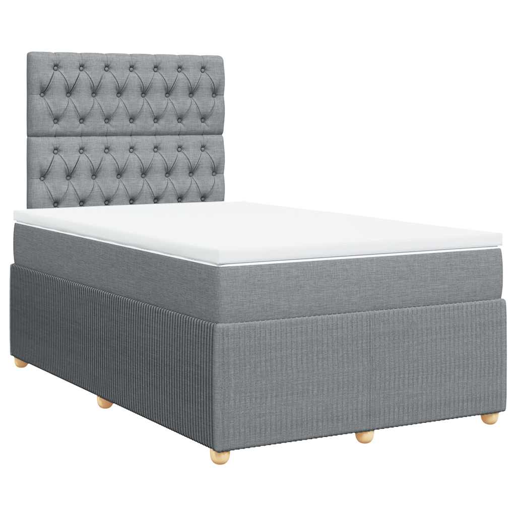 vidaXL Κρεβάτι Boxspring με Στρώμα Ανοιχτό Γκρι 120x190 εκ. Υφασμάτινο