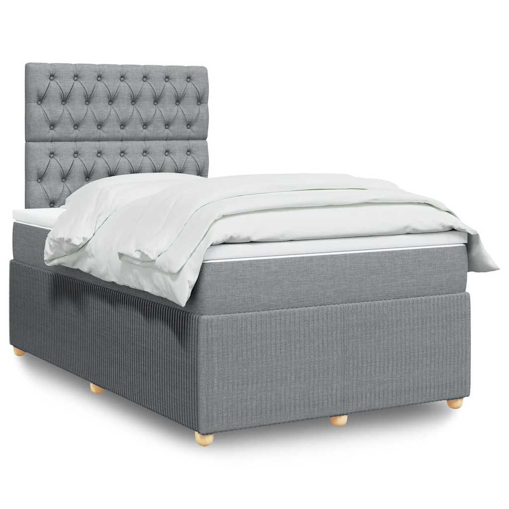 vidaXL Κρεβάτι Boxspring με Στρώμα Ανοιχτό Γκρι 120x190 εκ. Υφασμάτινο