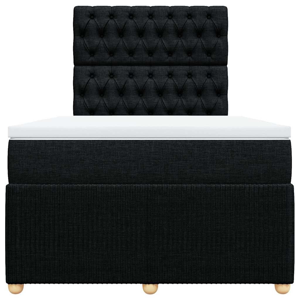 vidaXL Κρεβάτι Boxspring με Στρώμα Μαύρο 120x190 εκ. Υφασμάτινο