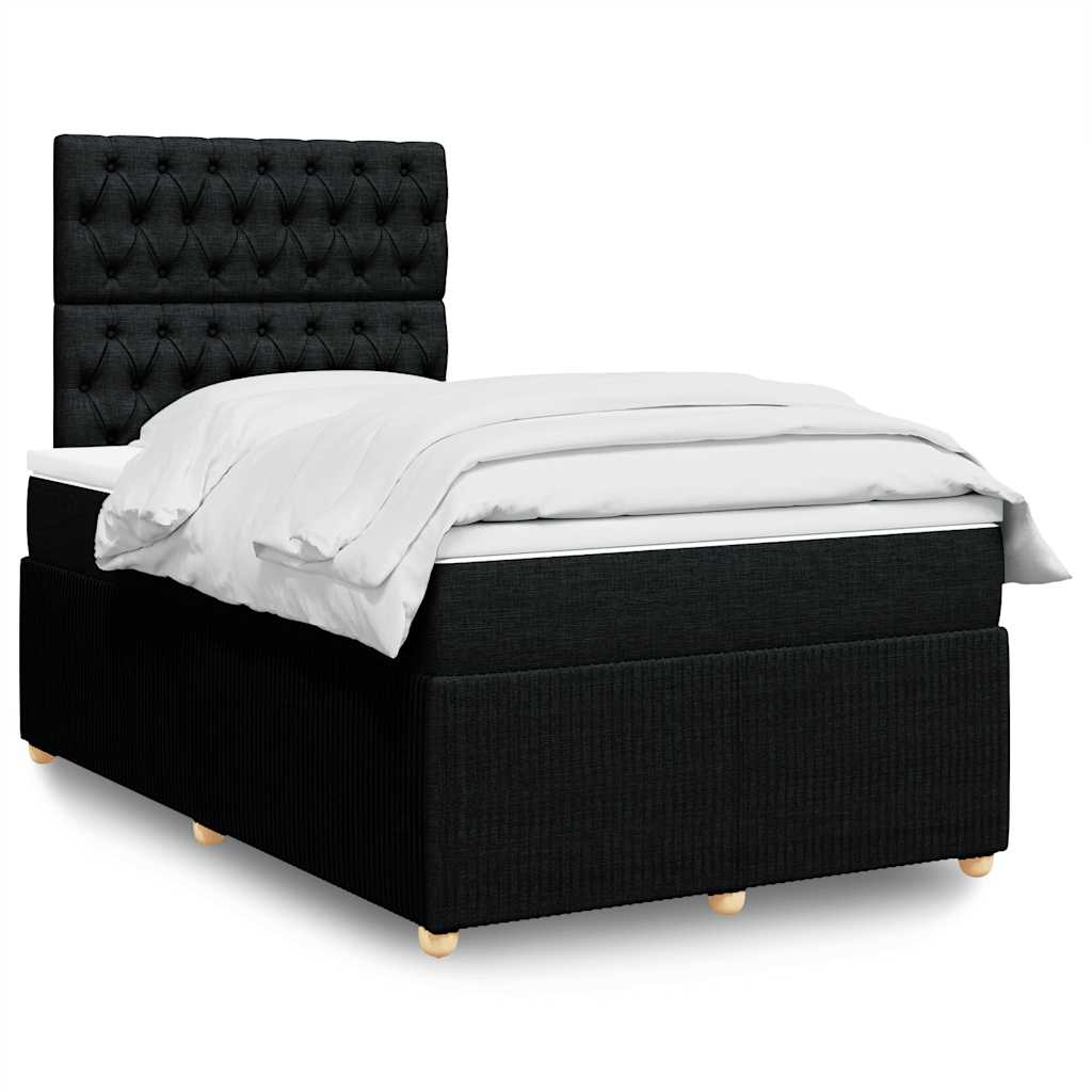 vidaXL Κρεβάτι Boxspring με Στρώμα Μαύρο 120x190 εκ. Υφασμάτινο