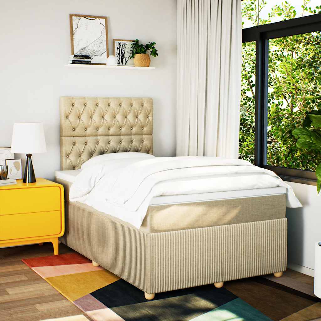 vidaXL Κρεβάτι Boxspring με Στρώμα Κρεμ 120x190 εκ. Υφασμάτινο